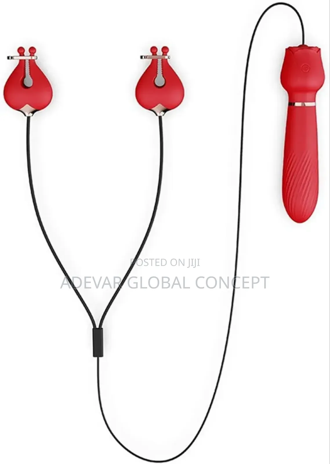 2in1 Vibrating Breast Nipple Clamps Clit Rose Vibrator Sex Toys