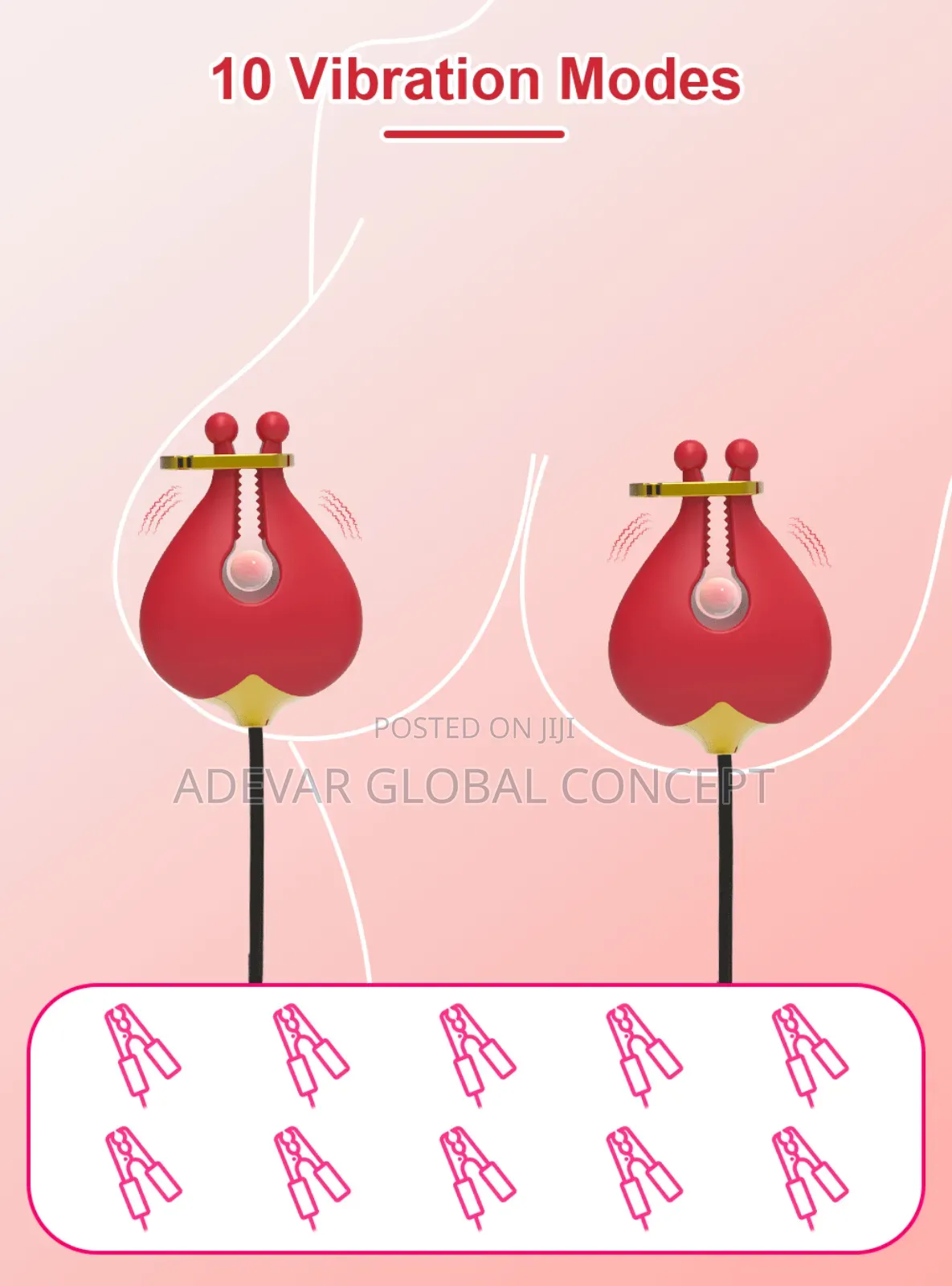 2in1 Vibrating Breast Nipple Clamps Clit Rose Vibrator Sex Toys