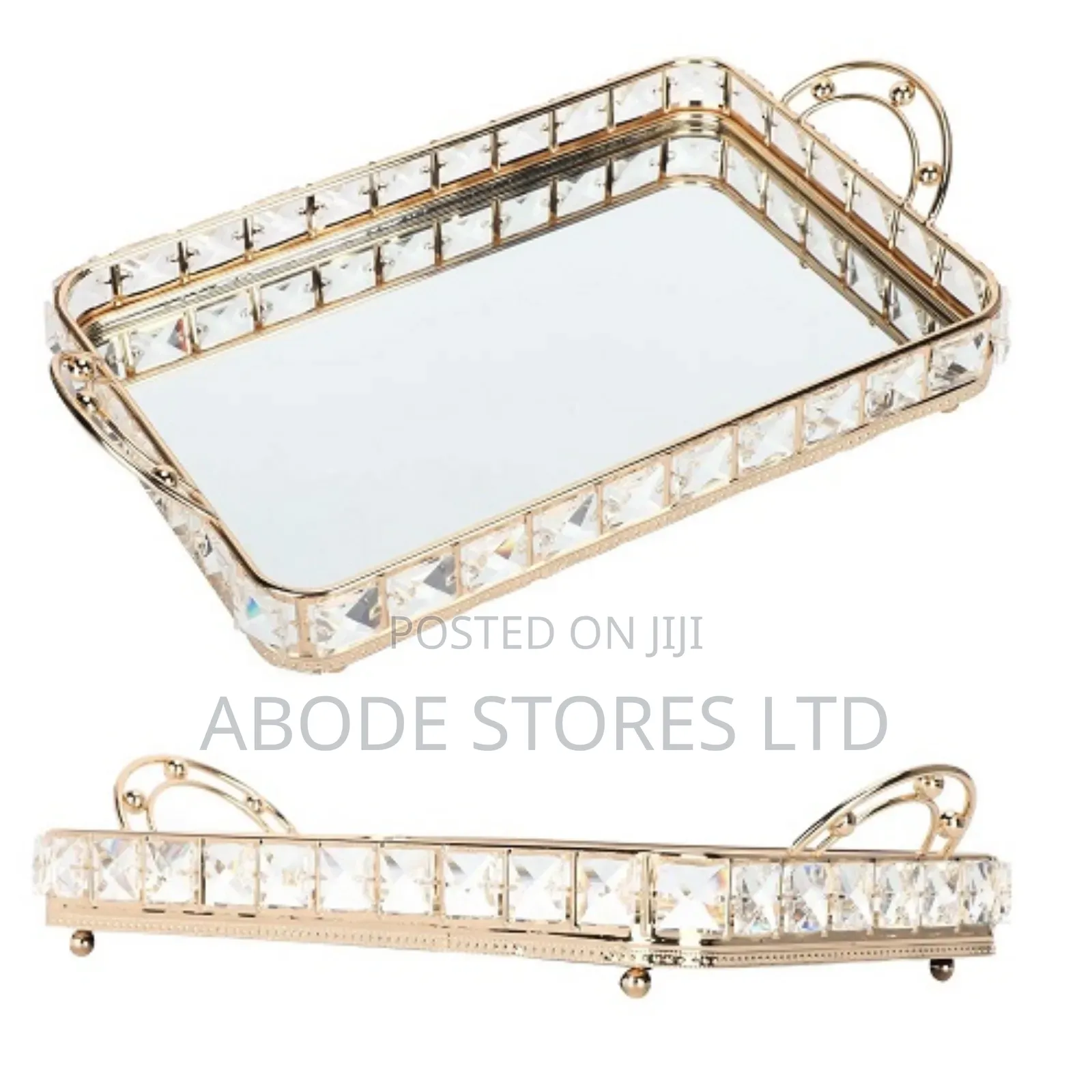 Mirrored Crystal Decorative Vanity Tray