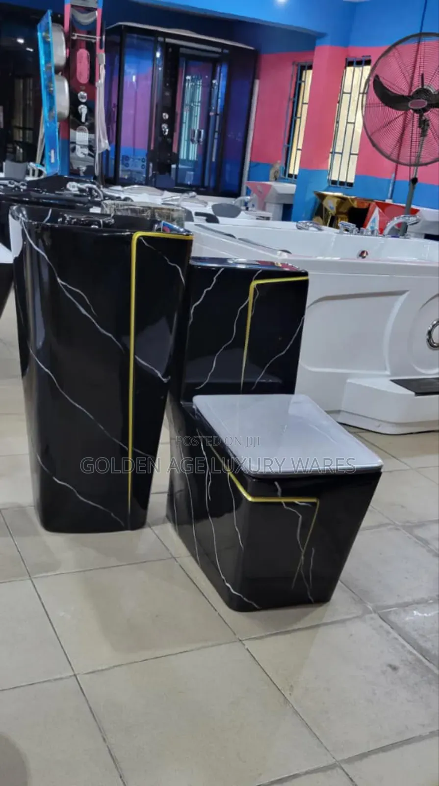 Marble Black and Gold Executive Wc Set