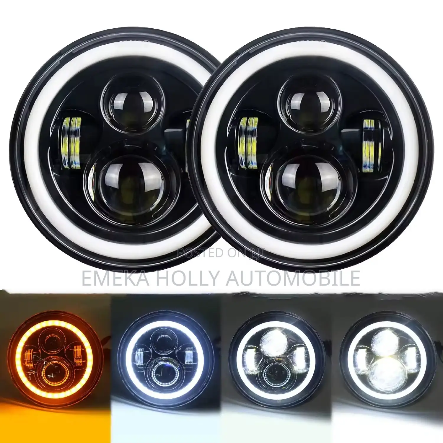 7-Inch LED Projector Headlights Pair for Hummer H3 Jeep Wrangler