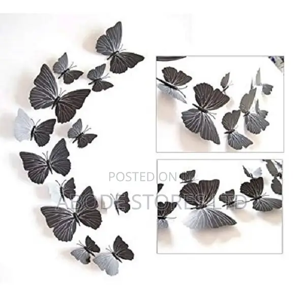 12pcs PVC 3d Butterfly Wall Decor Butterflies Black
