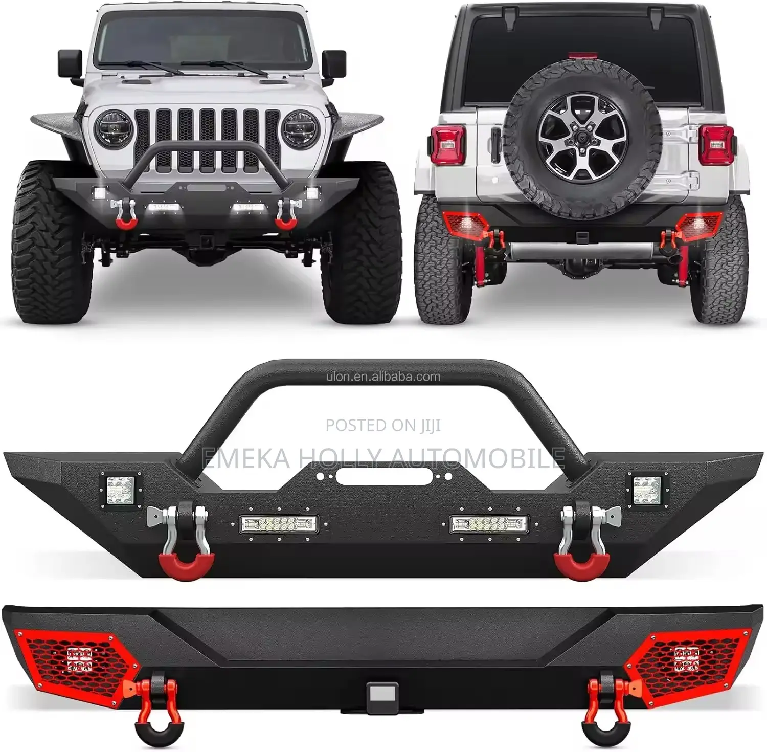 Jeep Wrangler Heavy-Duty Metal Off-Road Bumper Kit (Front Rear)