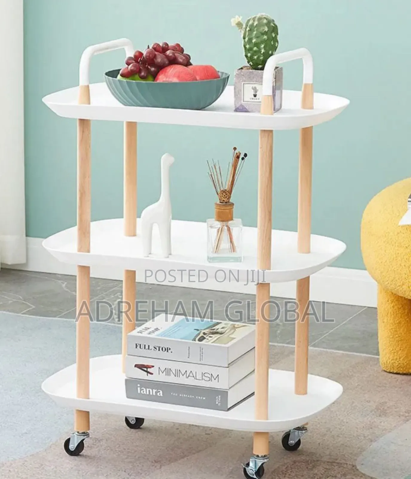 Moveable Multi Functional 3 Tier Nordic Oval Design Household Trolley