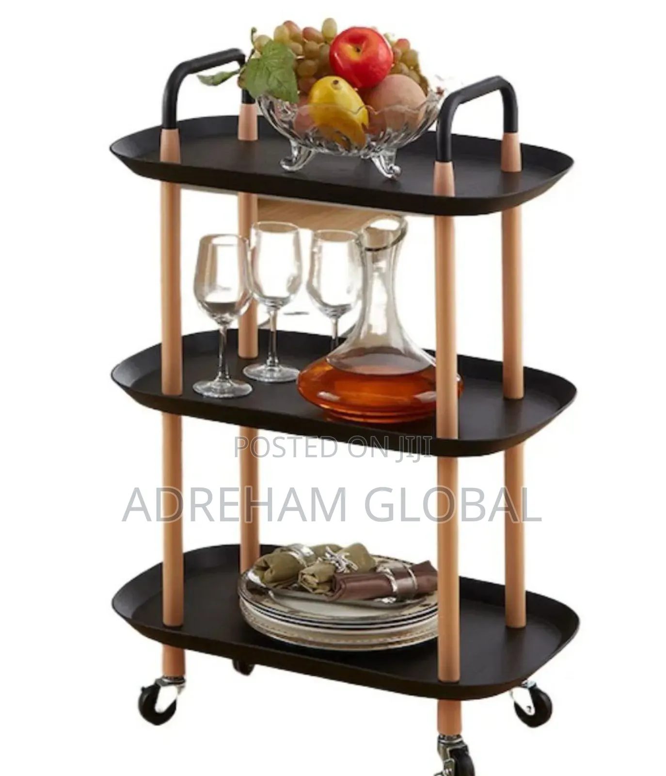 Moveable Multi Functional 3 Tier Nordic Oval Design Household Trolley