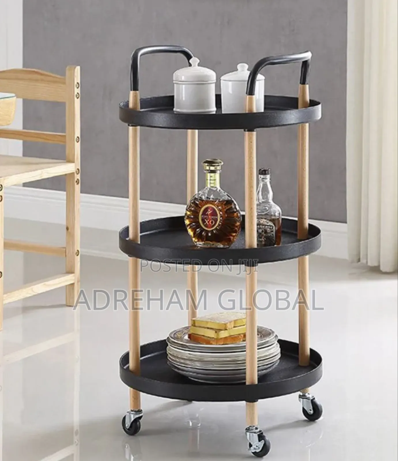 Moveable Multi Functional 3 Tier Nordic Round Household Trolley