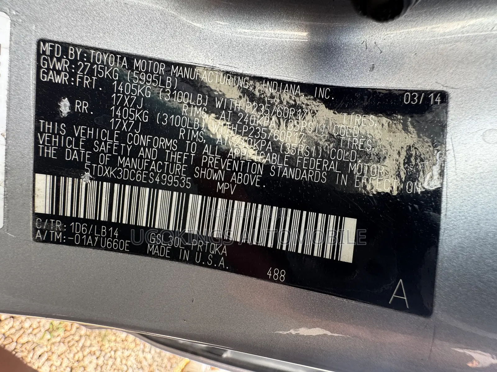Toyota Sienna 2014 Silver