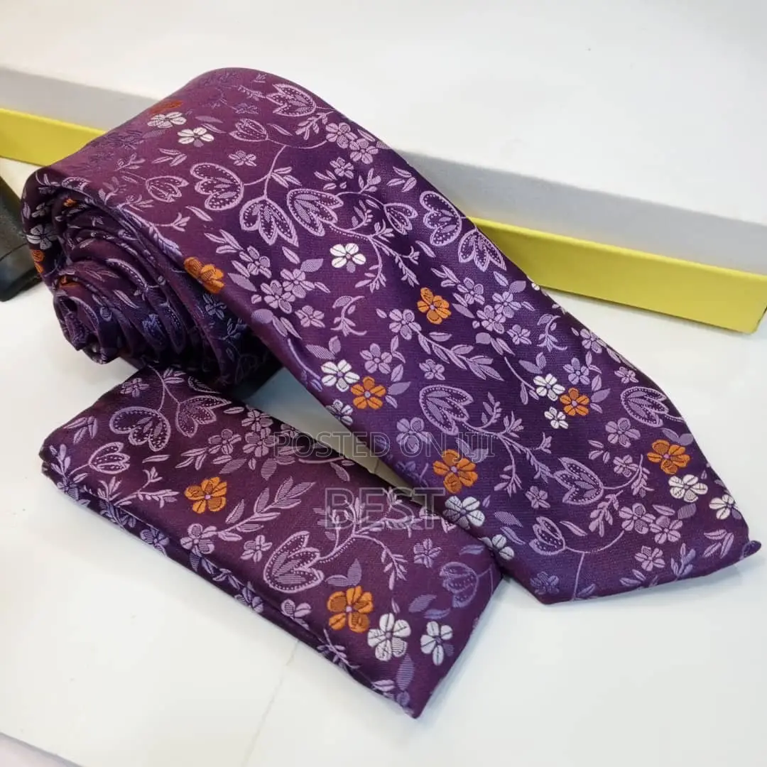 Classic Quality Long Neck Ties With Pocket Square