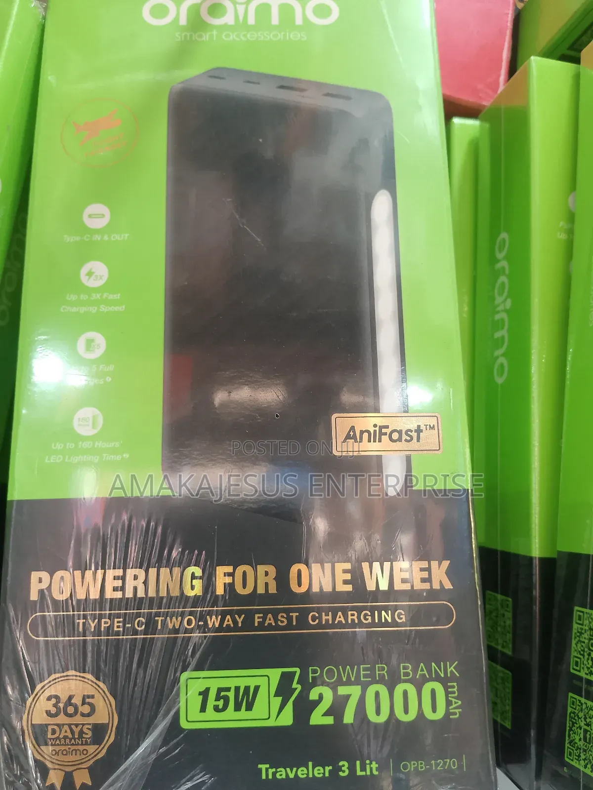 Oraimo 27000mah Traveler 3 Led Torch 15w Fast Charging Power Bank