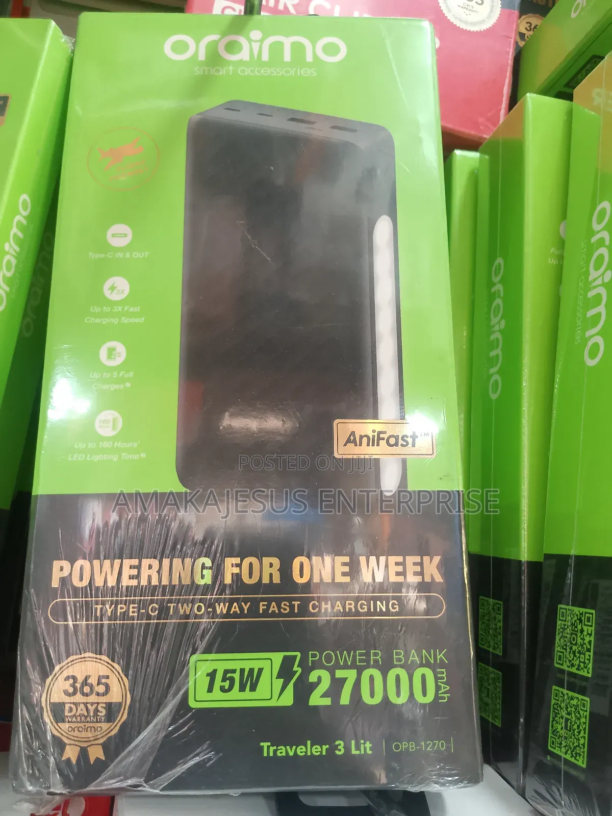 Oraimo 27000mah Traveler 3 Led Torch 15w Fast Charging Power Bank