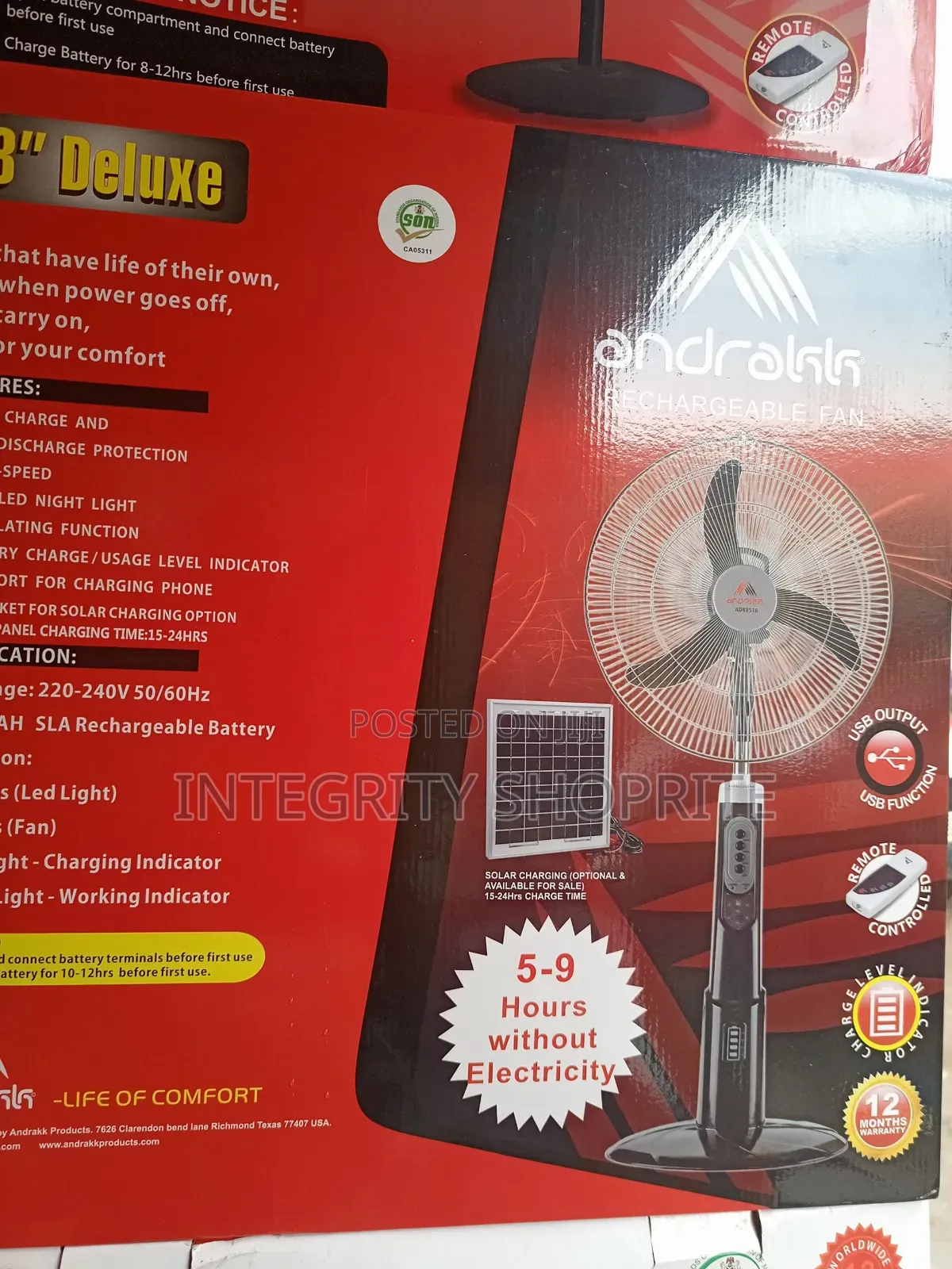Classic Andraak Rechargeable Fan