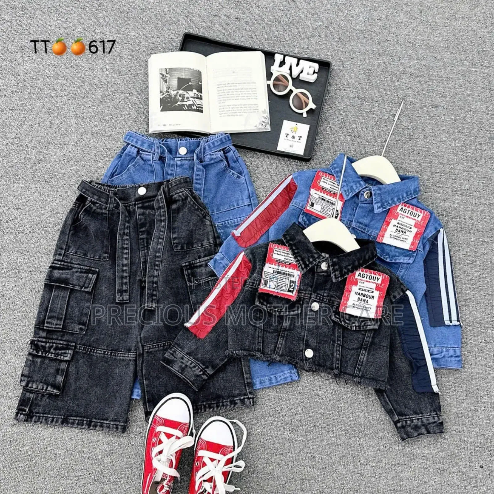 Children Jeans Up and Down Set Black
