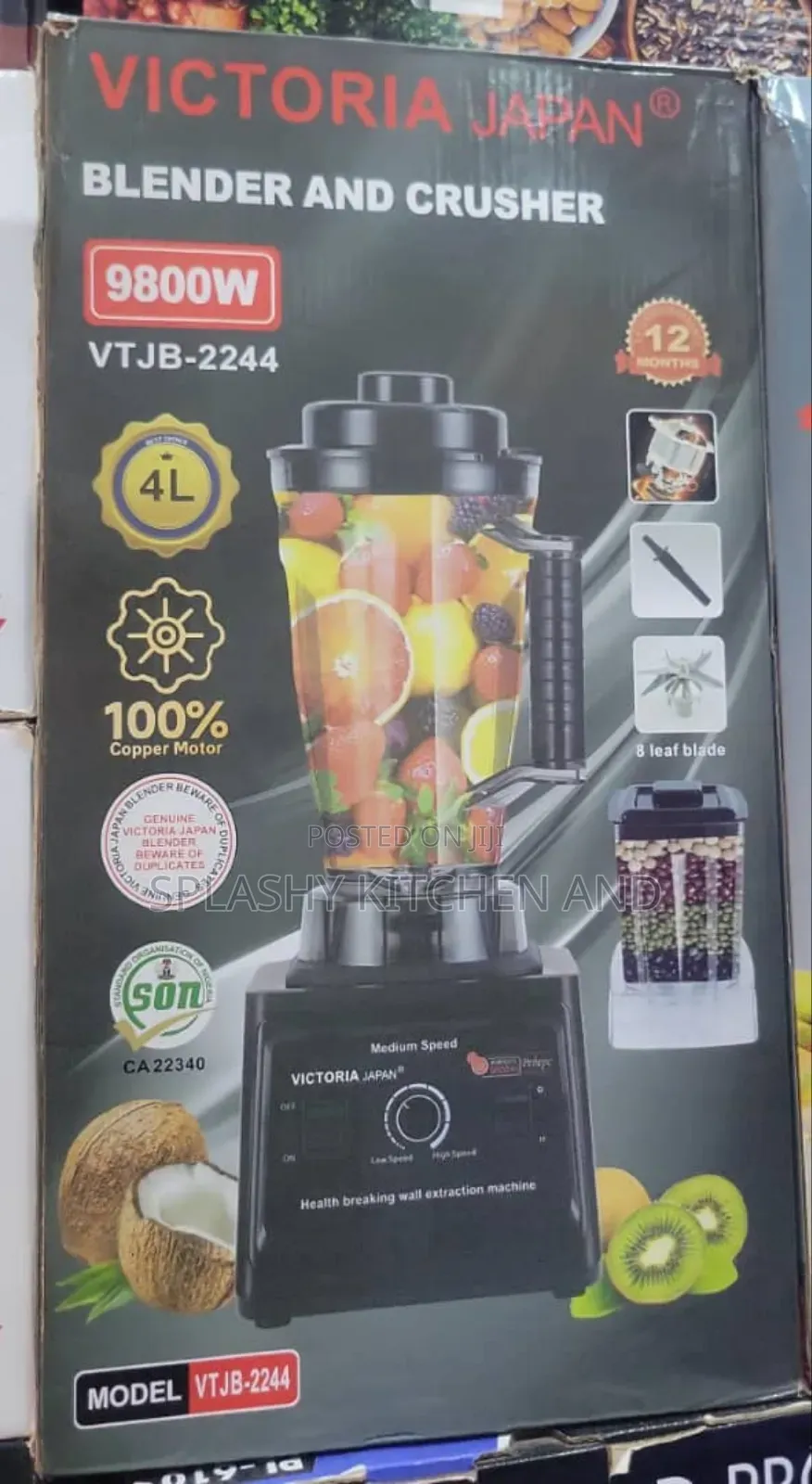 Victoria Japan Blender and Crusher 4liter 9800w-Extra Mill Jar 9800w