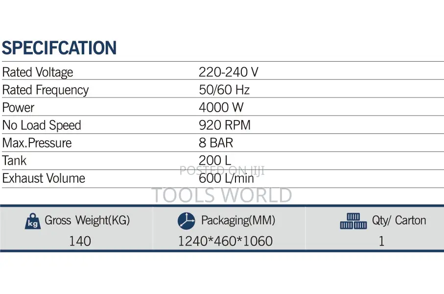 200l Air Compressor | 4kw Industrial Power For Workshop Garage Use