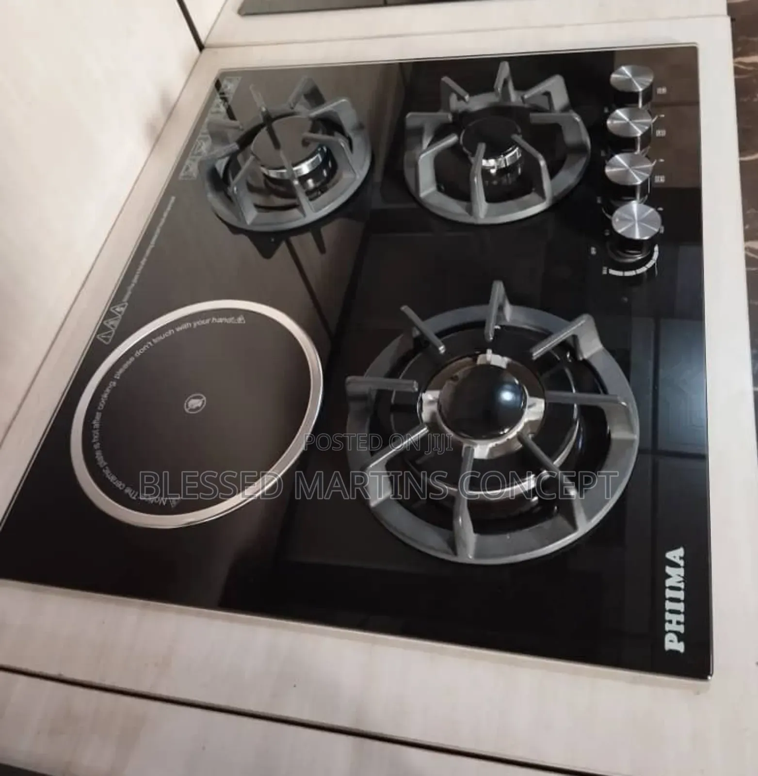 60 Cm 3 Gas Burner and 1 Electric Hotplate. Brand: Phiima