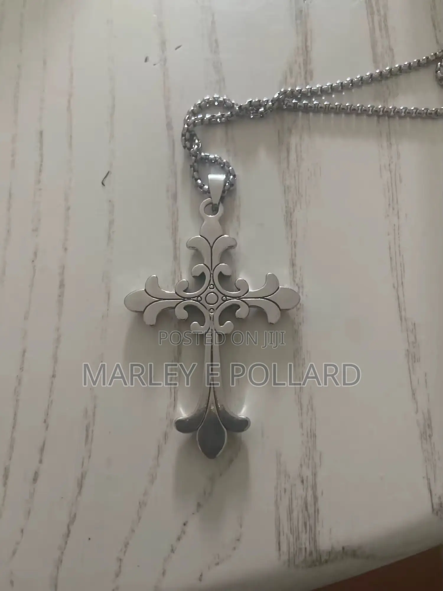 Silver Steel Gothic Chrome Hearts Retro Cross Rope Necklace