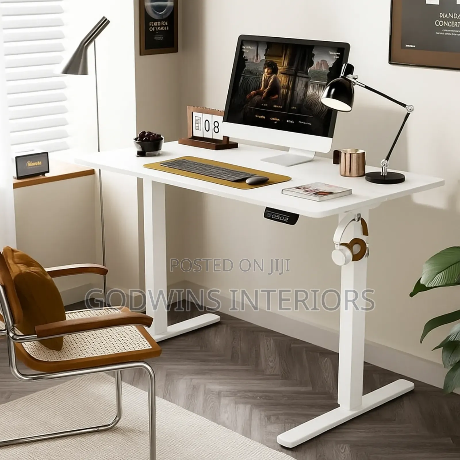 Modern Electric Height Adjustable Standing Desk – 160cm X 80cm (White)