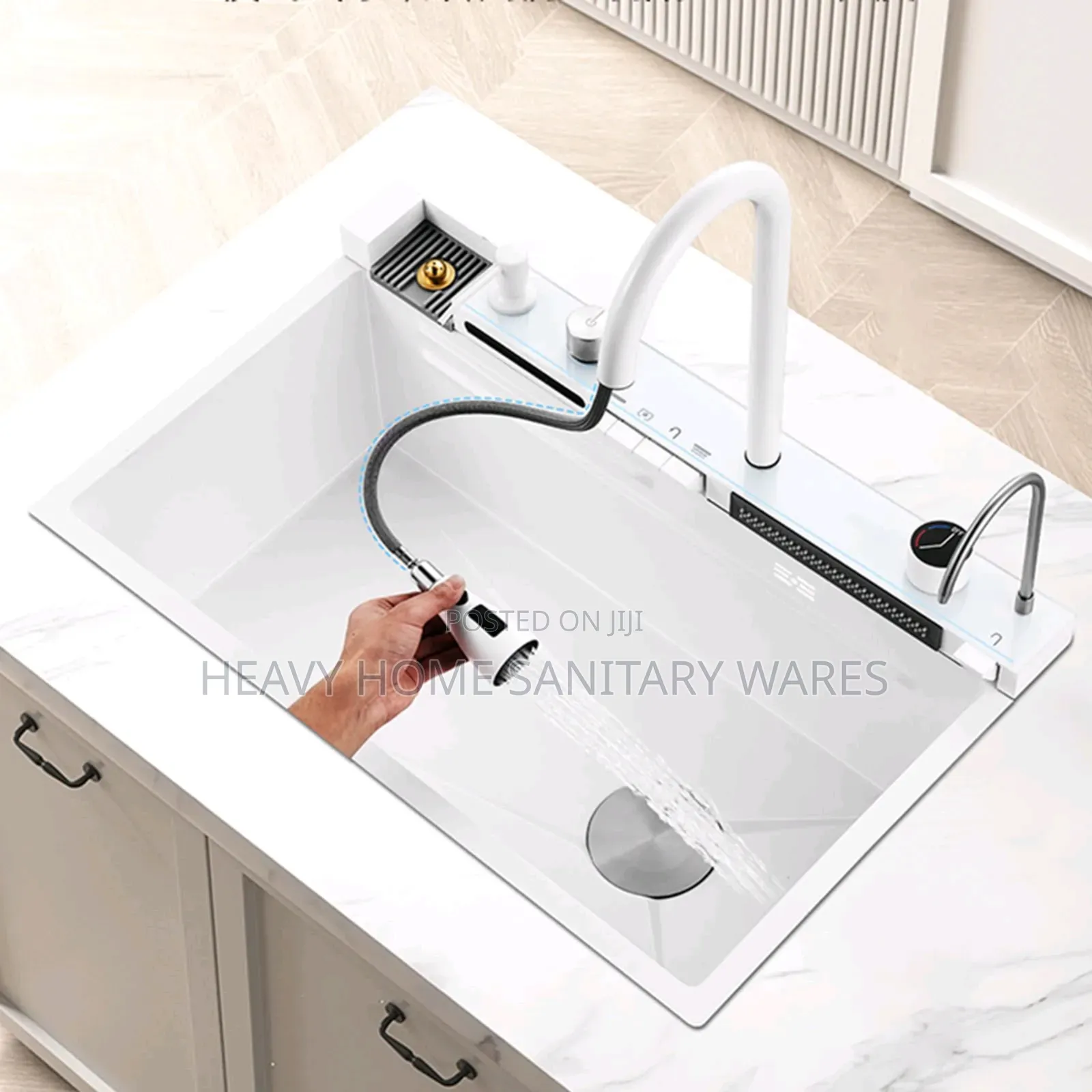 Anti-Stain Digital White Kitchen Sink