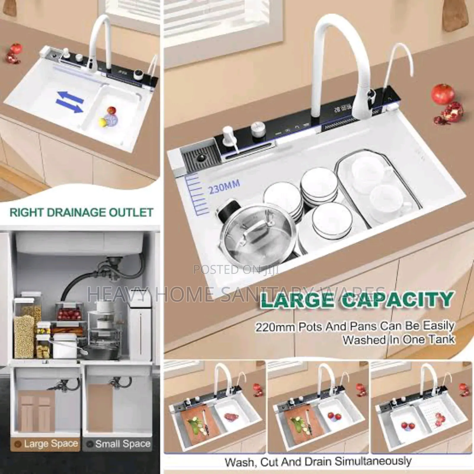 Anti-Stain Digital White Kitchen Sink