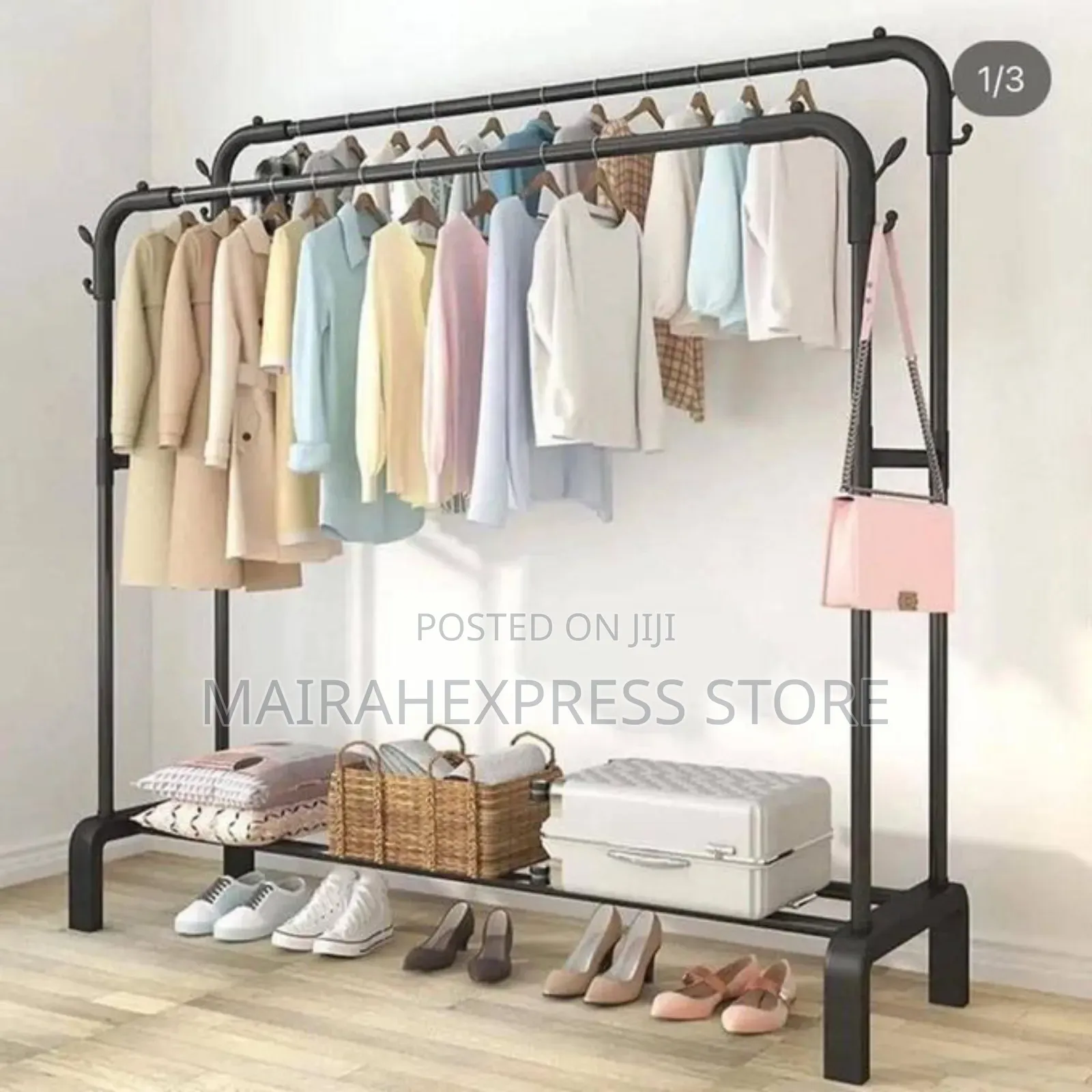35kg Double Pole Clothes Rack (Floor Drying Rack) (2st7)