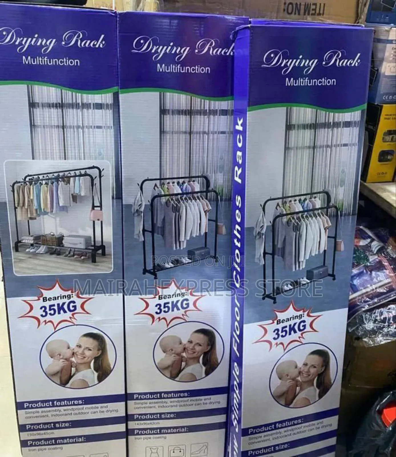 35kg Double Pole Clothes Rack (Floor Drying Rack) (2st7)