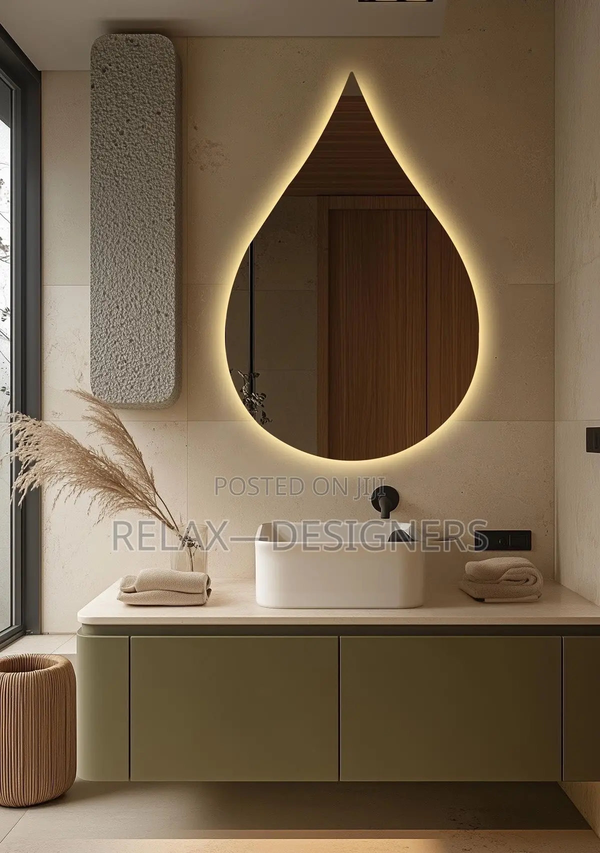 Water Drop Mirror With Led Lights