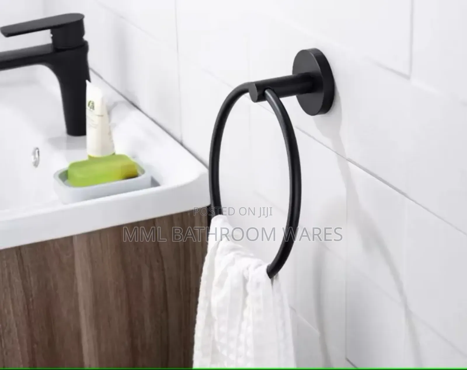 Black Stainless Steel Towel Ring