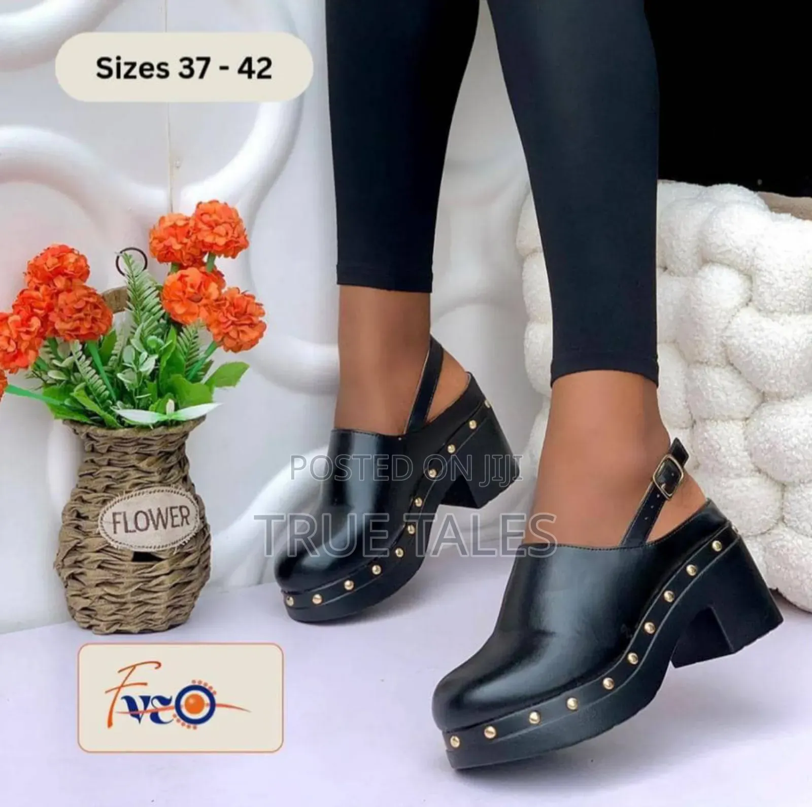 Women's Platform Clogs Sandals With Gold Studs. #Chi. Sizes 37-42