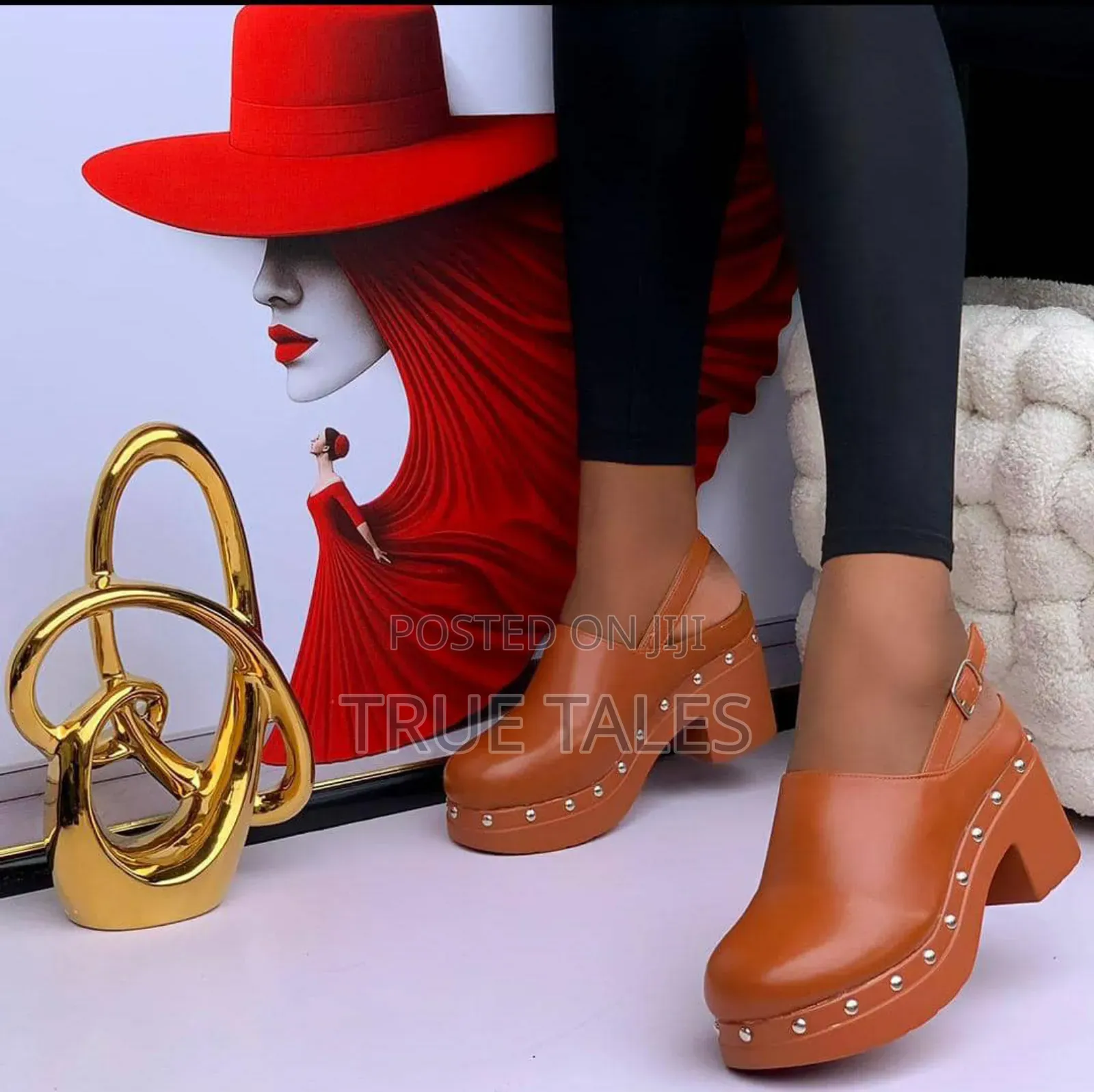 Women's Platform Clogs Sandals With Gold Studs. #Chi. Sizes 37-42