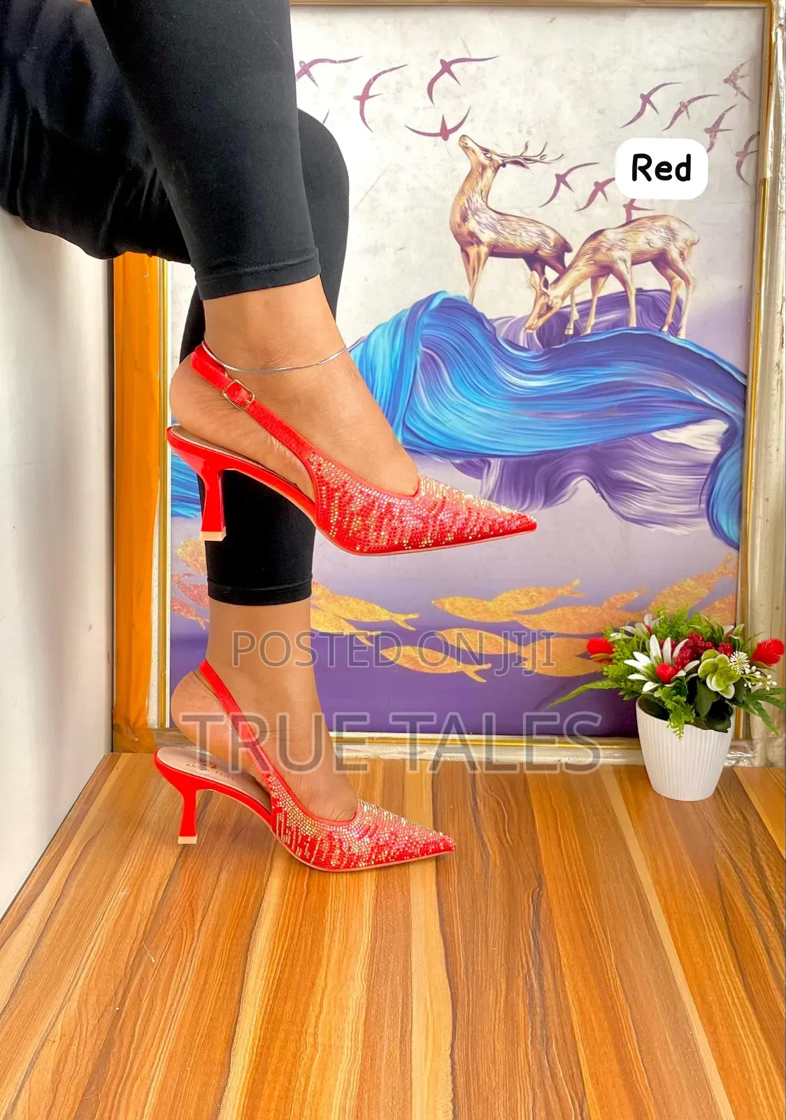 Chic Slingback Heels With Rhinestone Embellishment. #Buk. Sizes 37-42