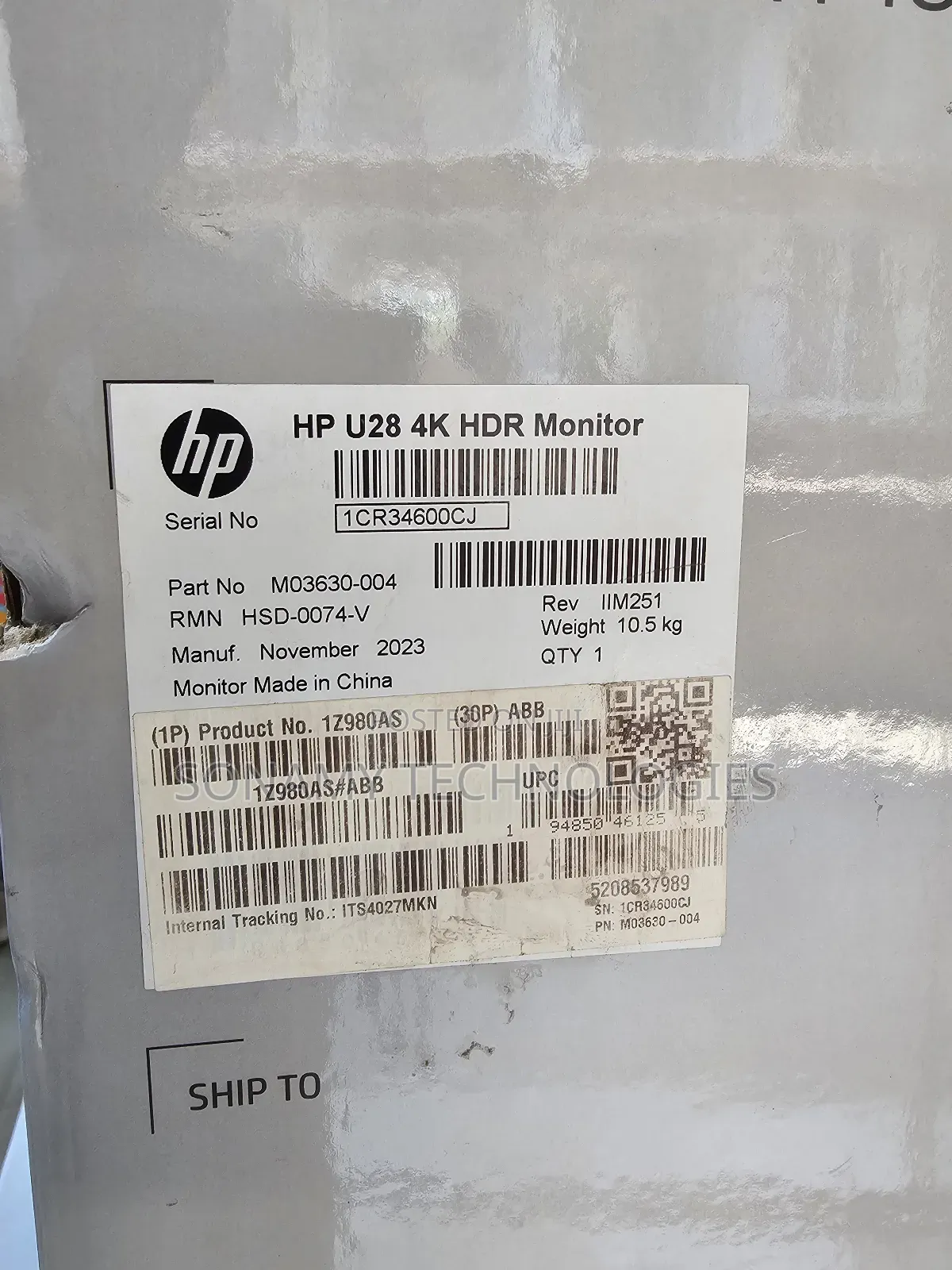 Hp Monitor U28 HDR Monitor