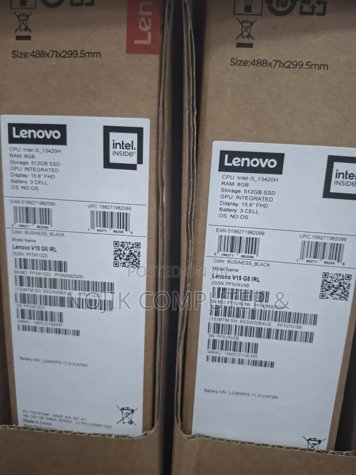New Laptop Lenovo V15-Iil 8GB Intel Core I5 SSD 512GB