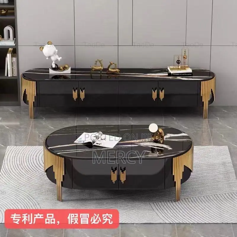 2m Tv Stand and Center Table With Marble Top