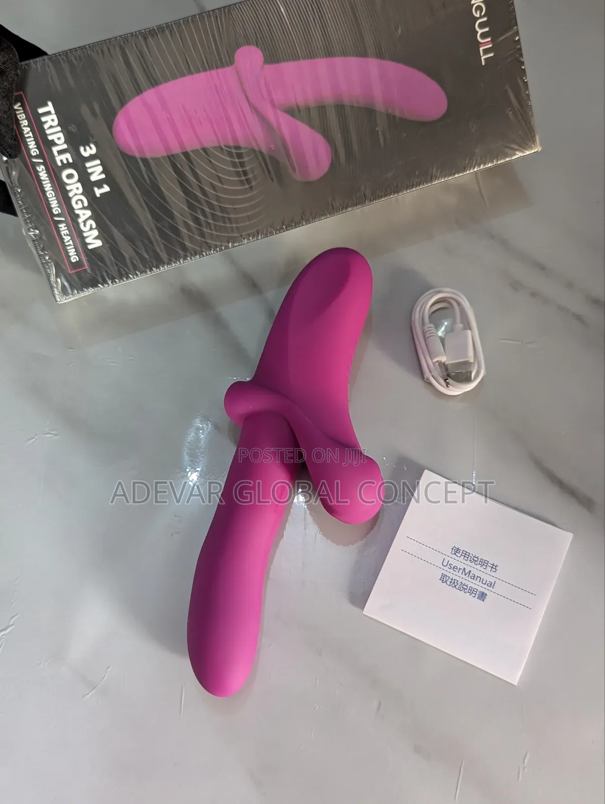 3 in 1 Triple Orgasm Sex Toy Vibrating, Swinging Heating Frequency