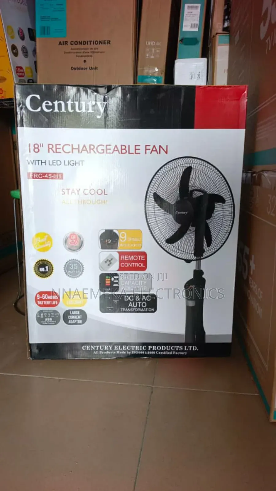 Century Rechargeable 18" Standing Fan