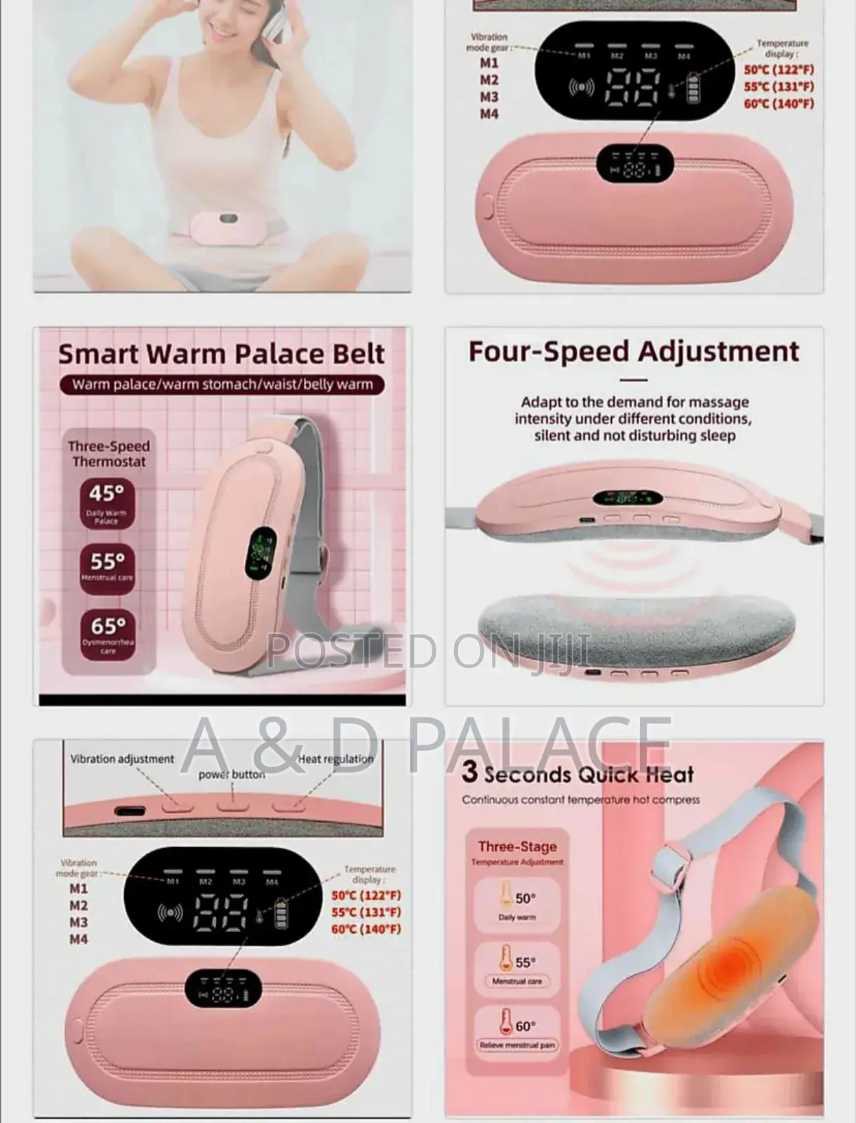 Rechargeable Menstruation Cramp Heating and Vibrating Soothing Belt