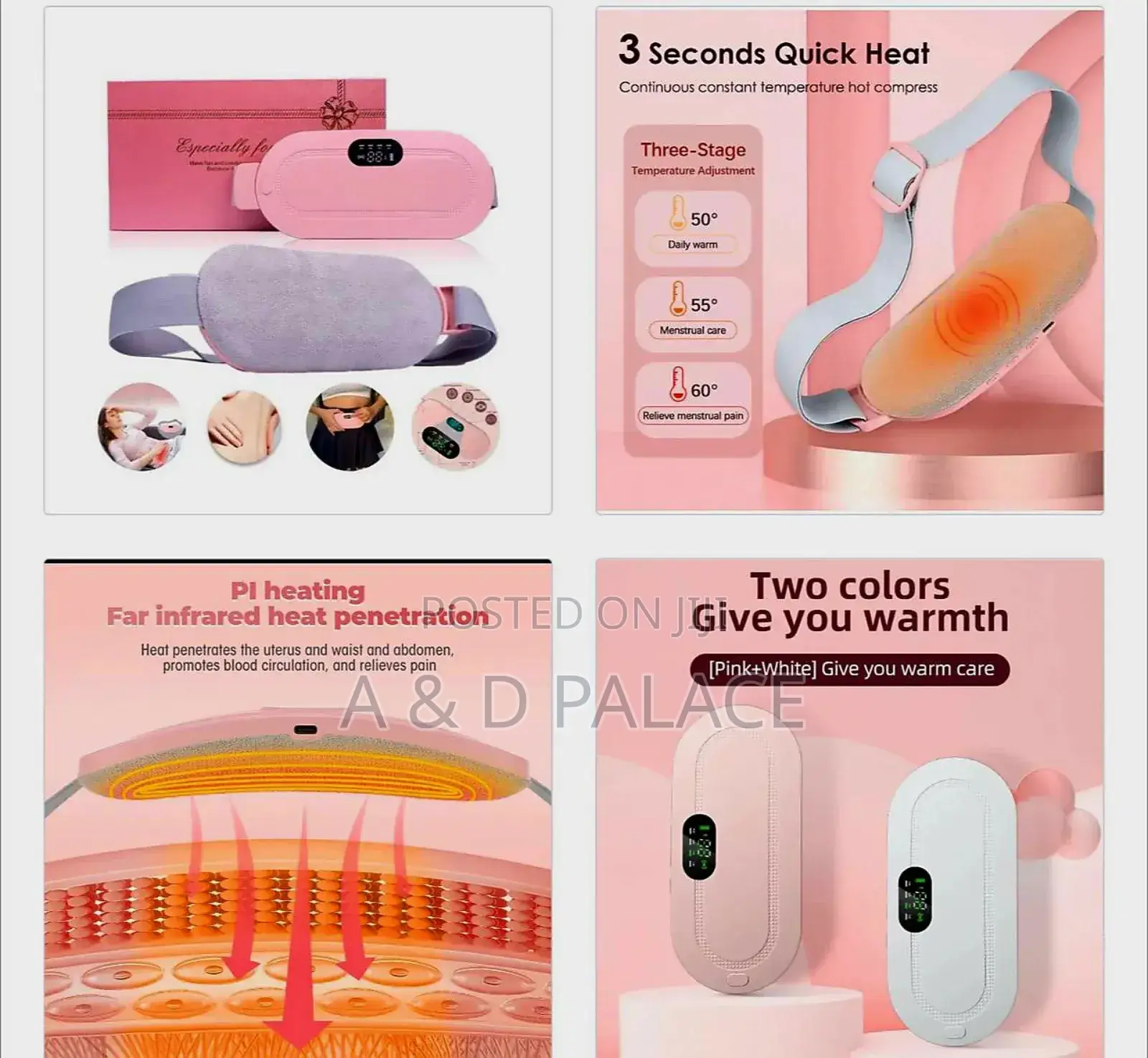 Rechargeable Menstruation Cramp Heating and Vibrating Soothing Belt