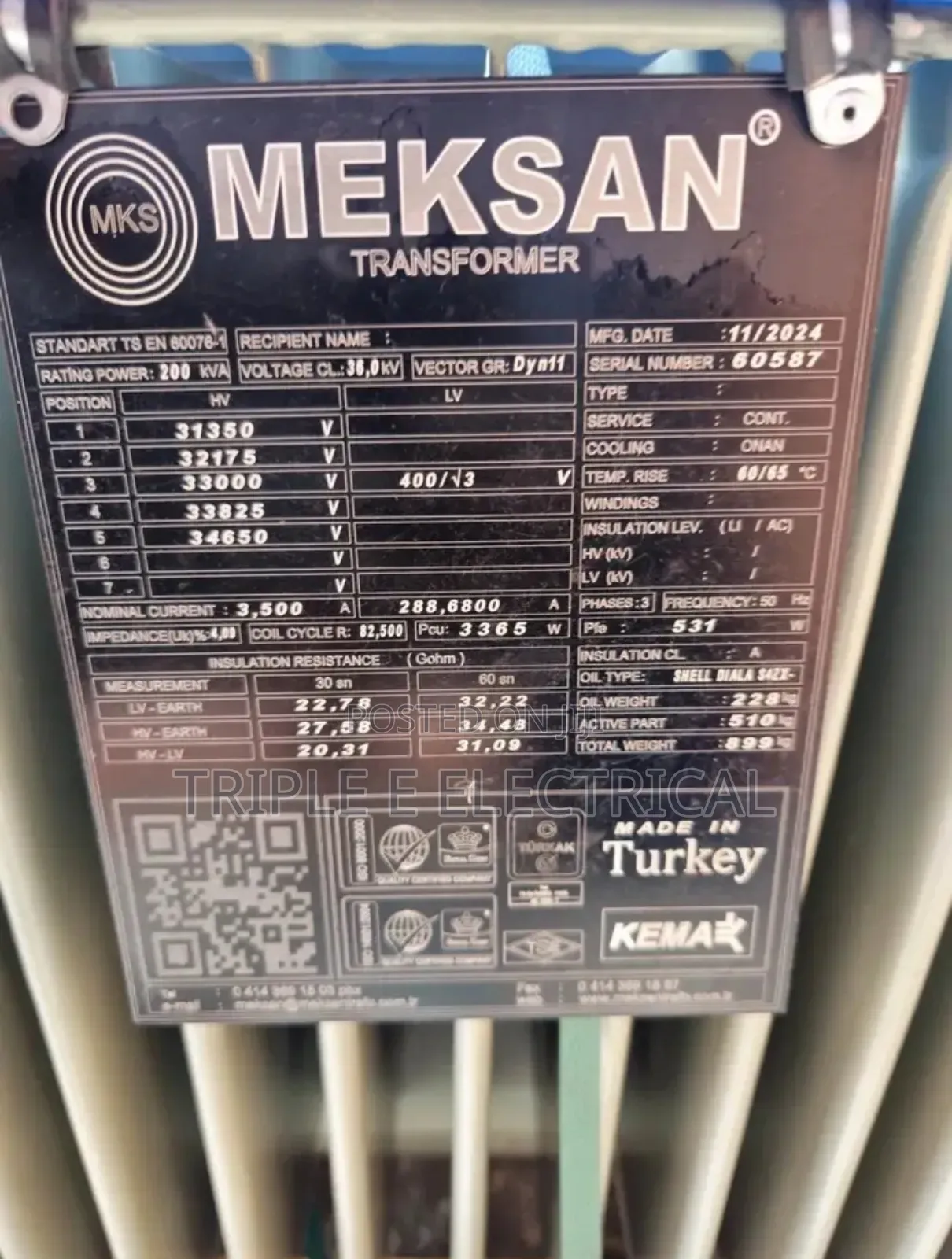 Meksan 200kva Transformer 33kv
