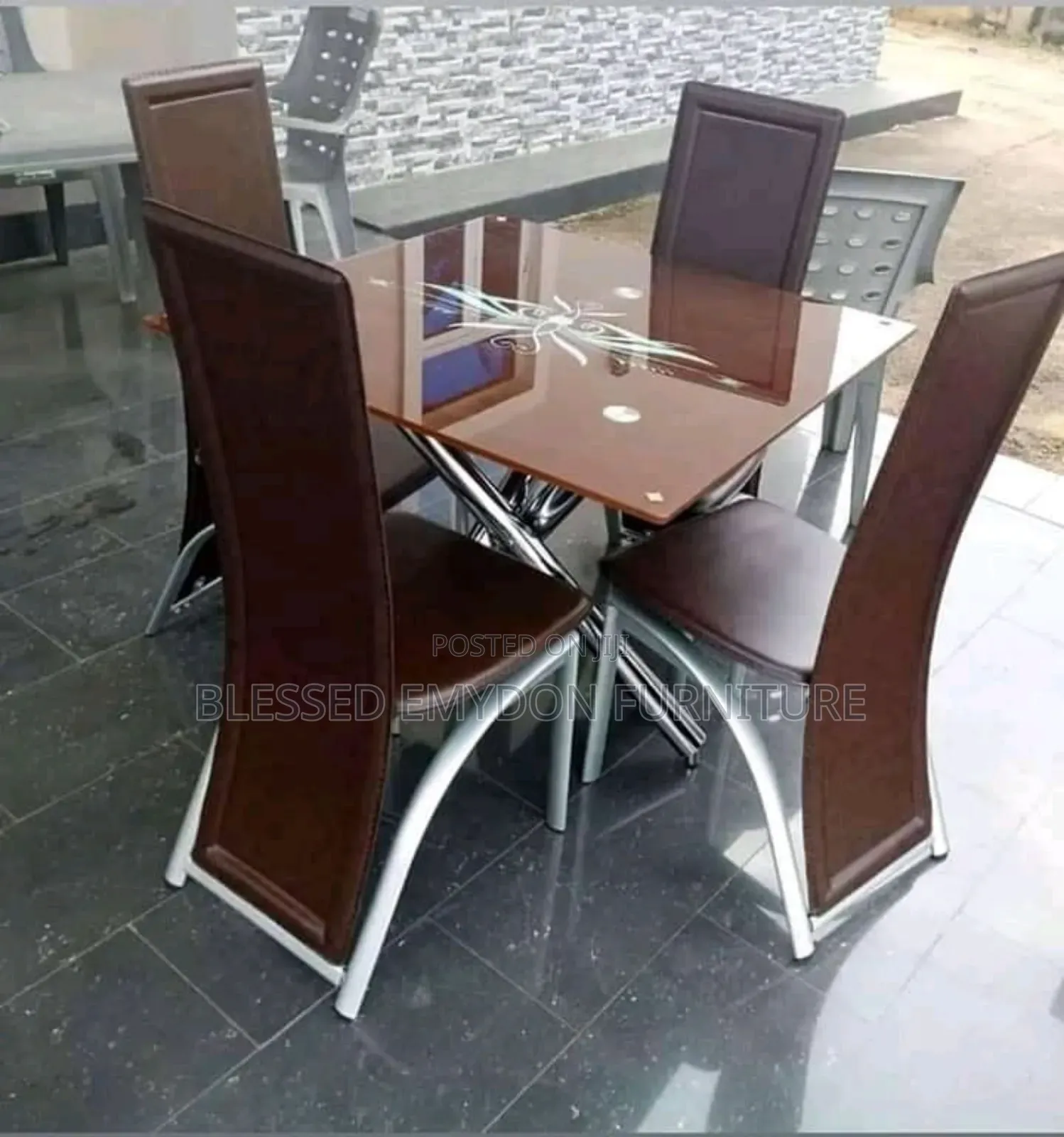 4 Sitter Square Glass Dining Table