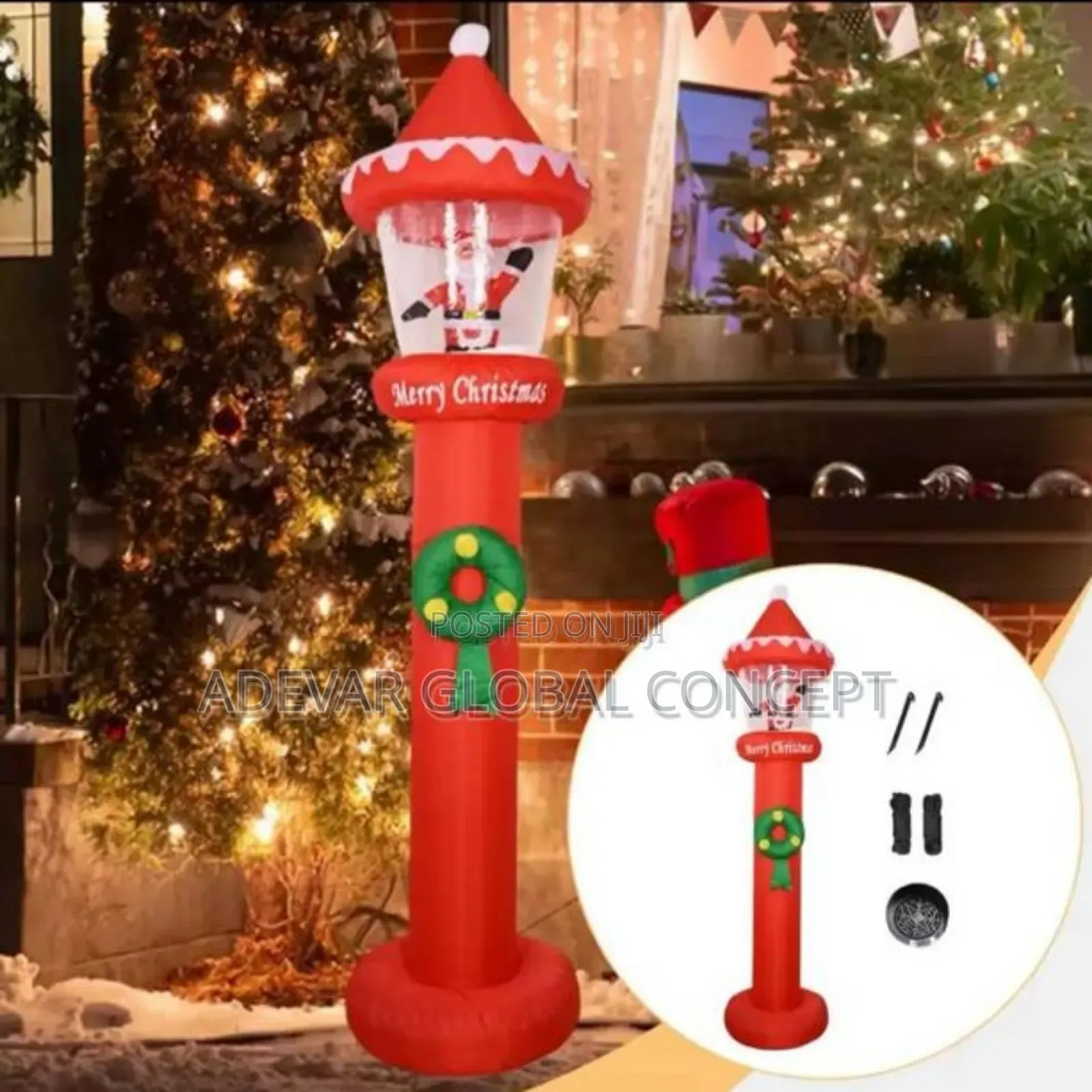 9ft Christmas Inflatable Santa With Led Lights Large Cute Ornament
