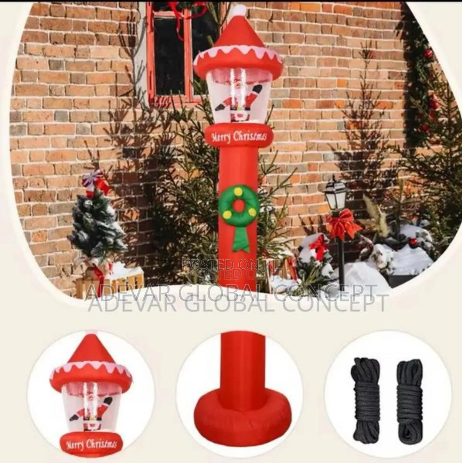 9ft Christmas Inflatable Santa With Led Lights Large Cute Ornament