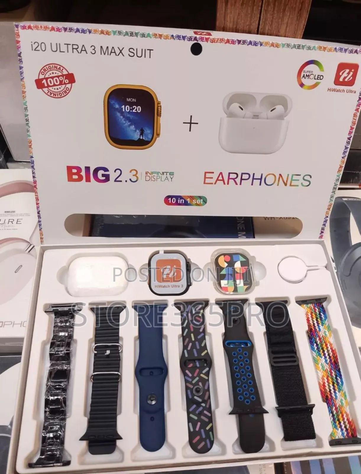 I20 Ultra 3 Max Smart Watch Free Airpod, 7 Straps, Free Airpod Pouch