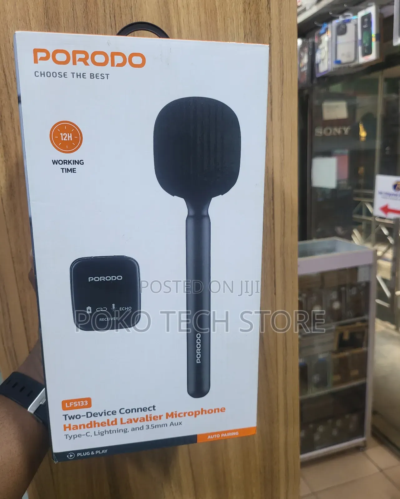 Porodo Two-device Connect Handheld Lavalier Microphone