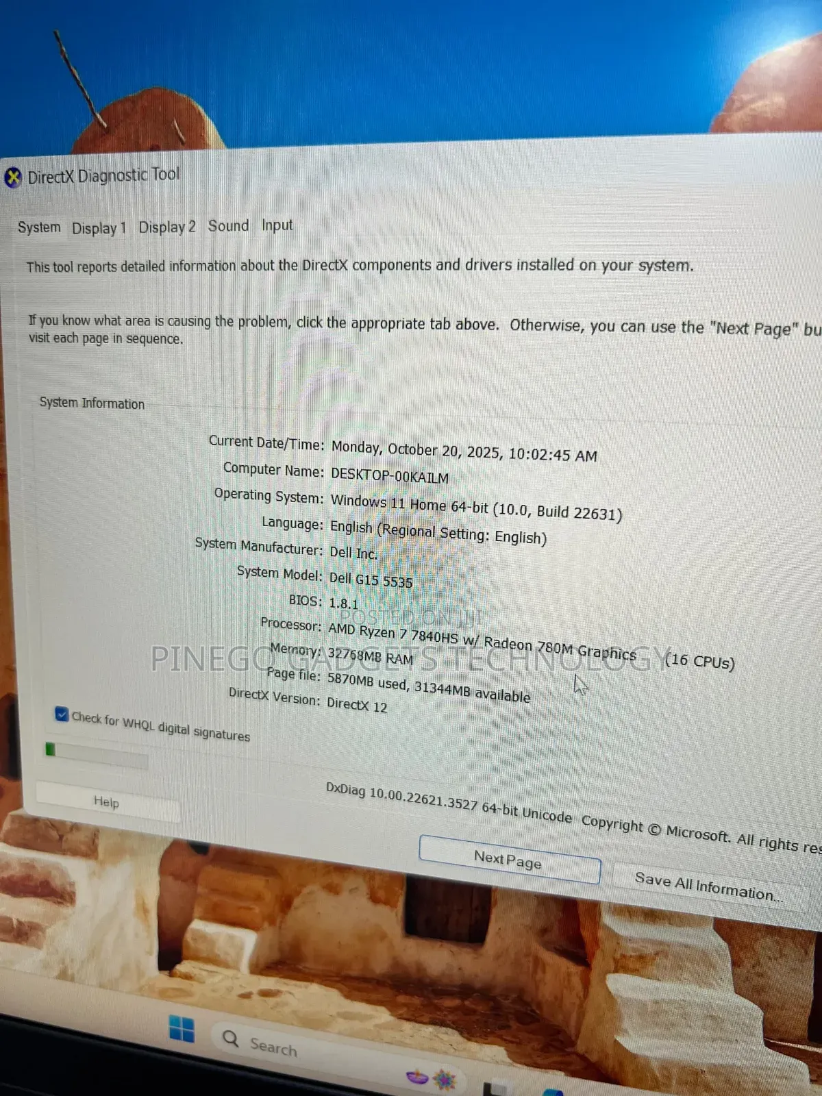 Laptop Dell G15 5535 32GB AMD Ryzen 7 SSD 1T