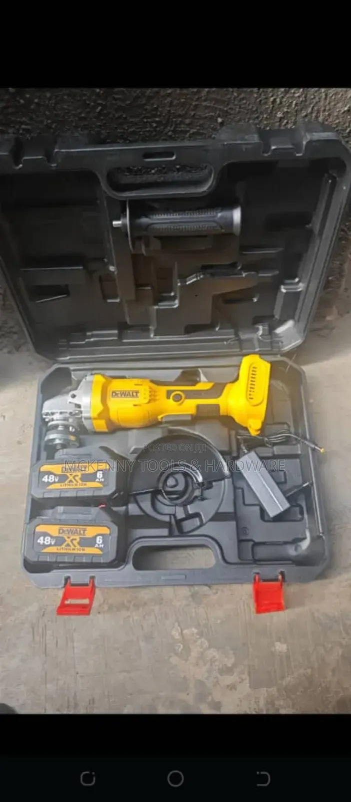 Dewalt 48v Cordless Angle Grinder Kit. The Kit Includes The