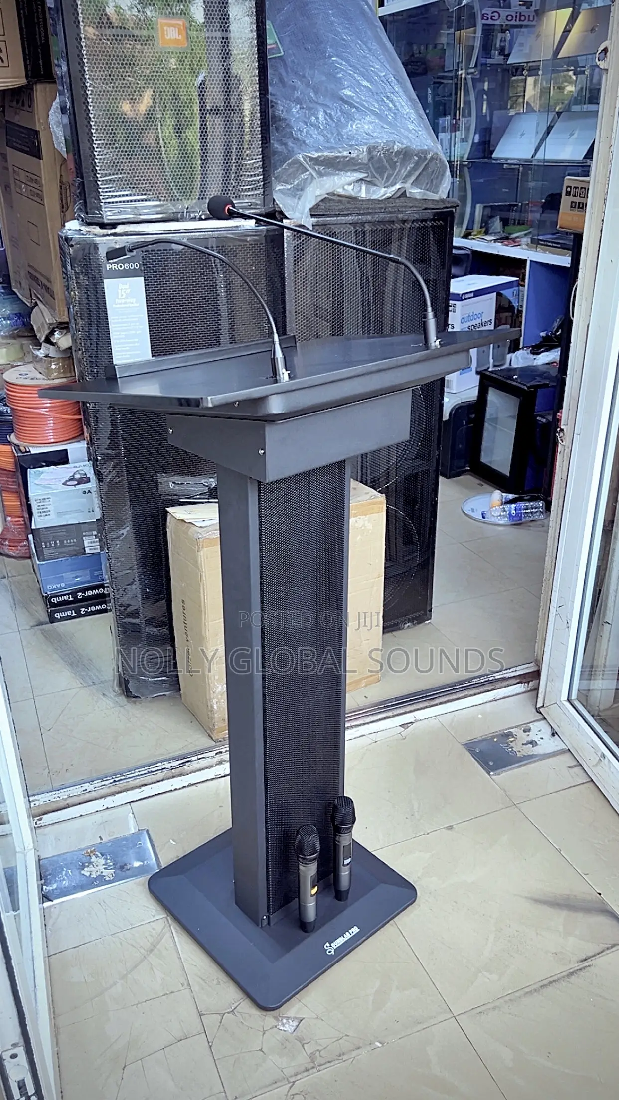 Soundlab Rechargeable Electronic Lectern Podium Stand (2 Wireless Mic)