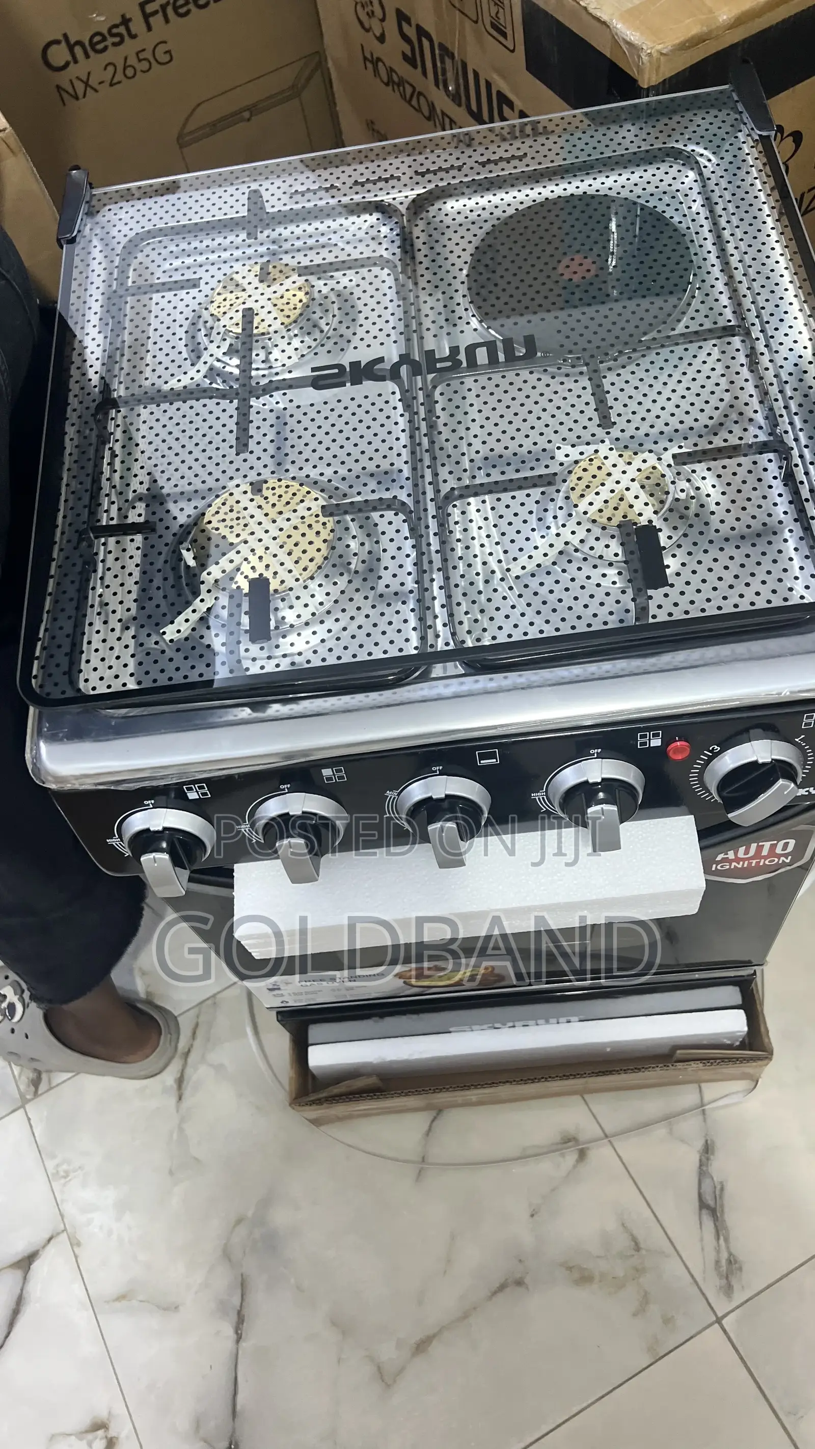 Skyrun 3+1 Gas Cooker – Sleek Stainless Finish