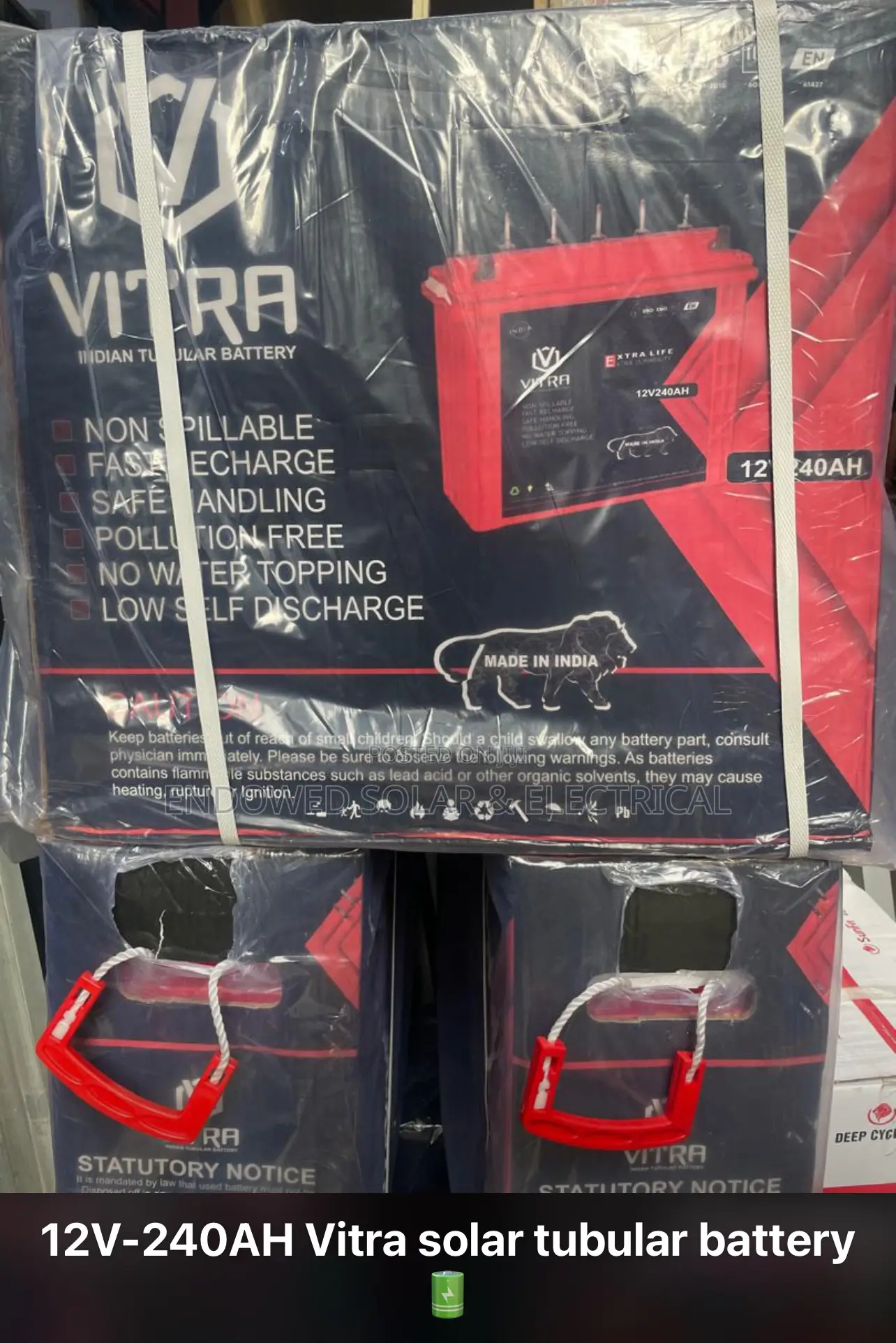 240ah 12v Vitra Tall Tubular Solar Batteries Are Available