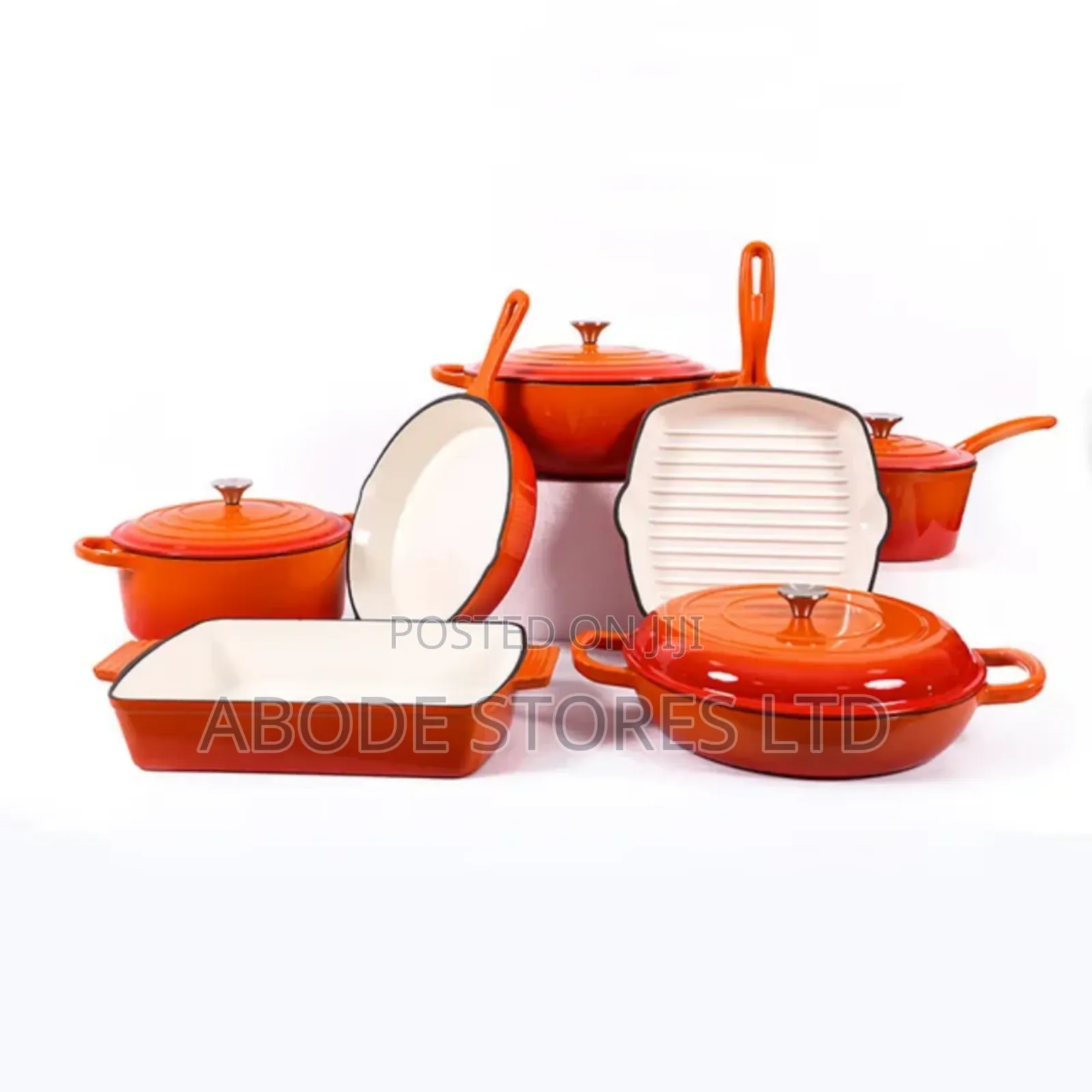 6 Piece Set Cast Iron Pot -Orange