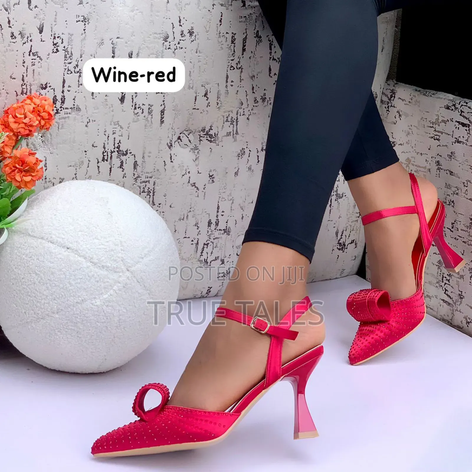 Rhinestone Spool Heelsandal With Bow. #Buk. Sizes 37-42